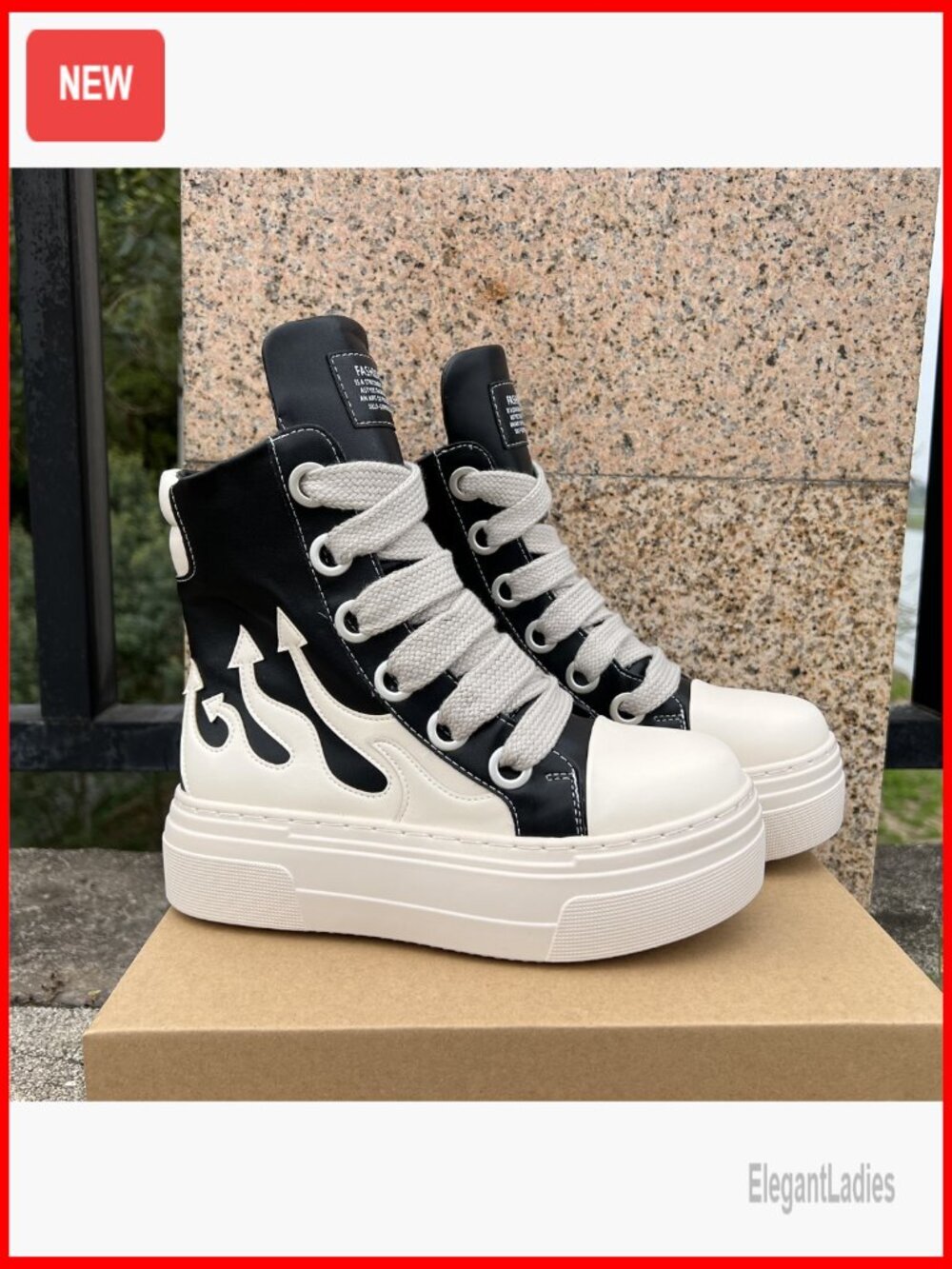 Chunky Platform Sneakers, Thick Sole, Vegan Leather, Unisex Fashion - Picture 7 of 7